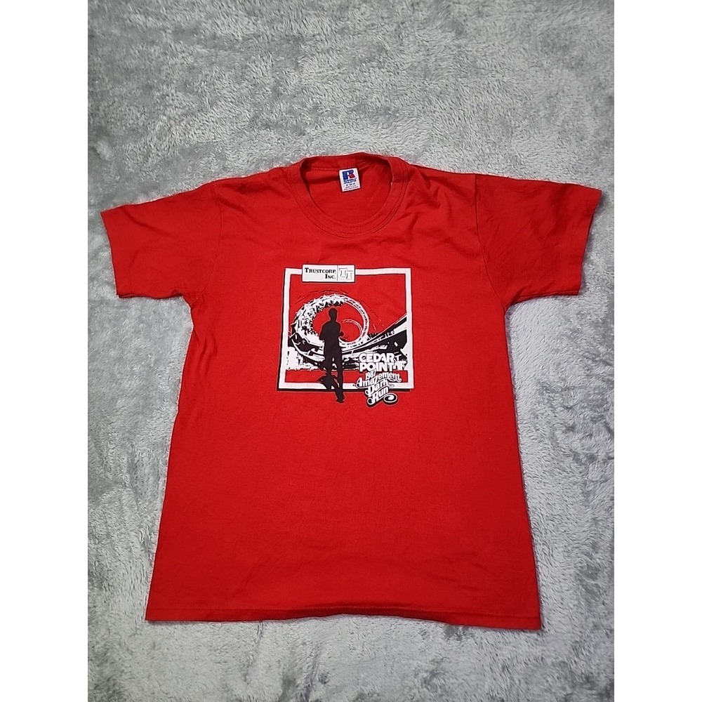 VINTAGE 80s Cedar Point Amusement Park Shirt Medium Single Stitch Roller Coaster